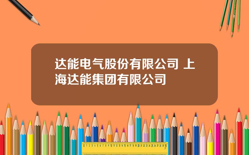 达能电气股份有限公司 上海达能集团有限公司